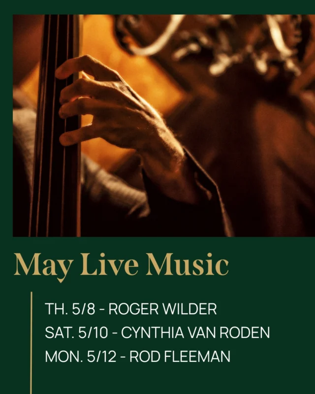 Live music, classic cocktails, and an evening steeped in charm. Join us every second Thursday, Saturday, and Monday at for live music.